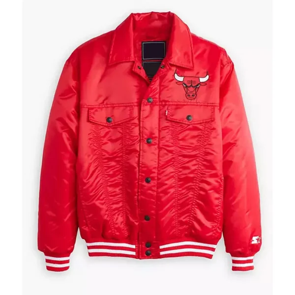 Chicago Bulls Trucker Red Full-Snap Satin Jacket