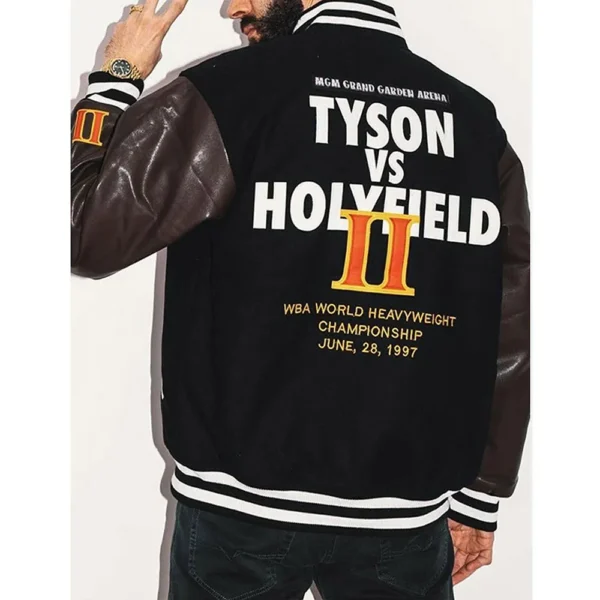 Black/Brown Headgear Tyson VS Holyfield Wool/Leather Varsity Jacket