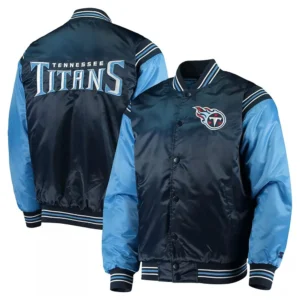 Enforcer Tennessee Titans Satin Navy/Light Blue Varsity Full-Snap Jacket