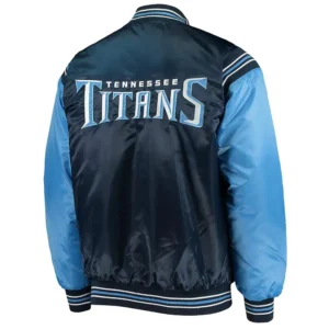 Enforcer Tennessee Titans Satin Navy/Light Blue Varsity Full-Snap Jacket