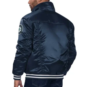 Seattle Mariners Silver Tab Trucker Navy Full-Snap Satin Jacket