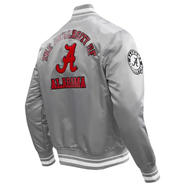 Gray University of Alabama Classic Rib Full-Snap Satin Jacket