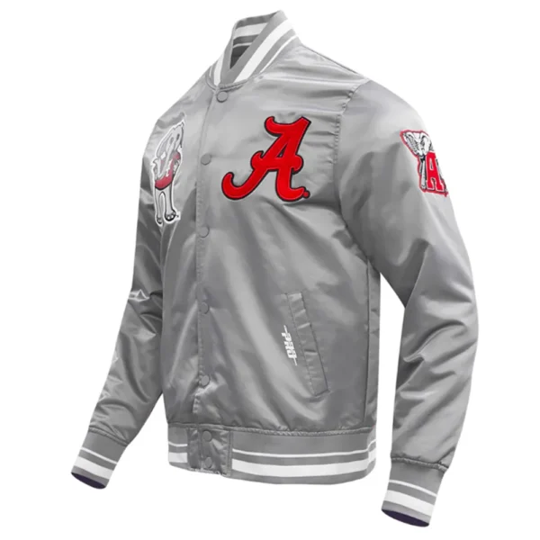 Gray University of Alabama Classic Rib Full-Snap Satin Jacket