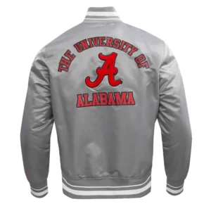 Gray University of Alabama Classic Rib Full-Snap Satin Jacket