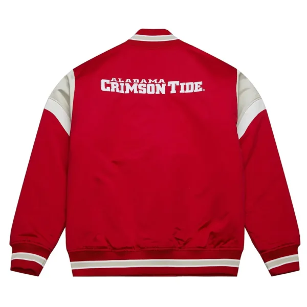 University of Alabama Heavyweight Full-Snap Varsity Red Satin Jacket