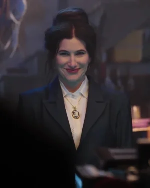 Agatha All Along 2024 Kathryn Hahn Black Long Coat