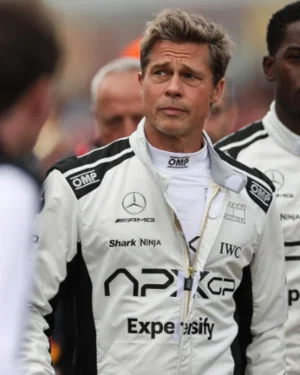 Brad Pitt F1 White And Black Racer Jacket