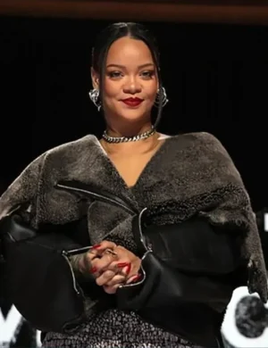 Rihanna Halftime Show 2023 Fur Leather Jacket