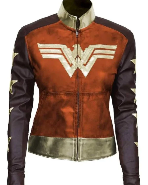 Wonder Women Brown Waxed Leather Jacket