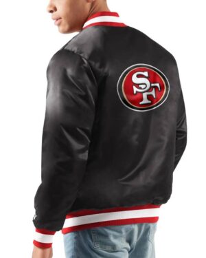 49ers Ace Starter Black Satin Jacket 2024