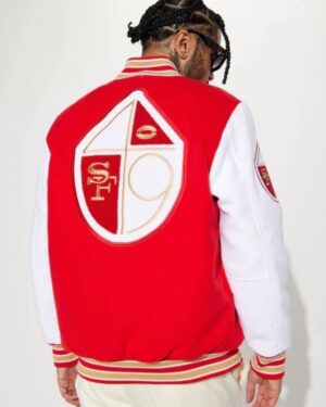 49ers Red & White Wool Varsity Jacket 2024