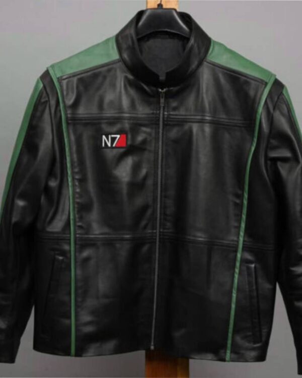 Black Green Mass Effect N7 Commander Leather Jacket