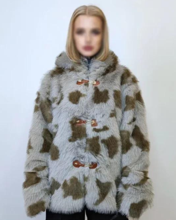 Buy Cowhide Grey And Green Fur Leather Jacket