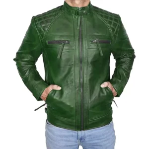 Cafe Racer Green Quilted Jacket