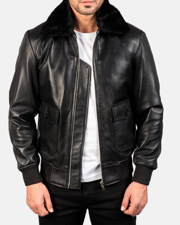 Men's Airin G-1 Black Leather Bomber Jacket