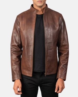 Men's Alex Brown Leather Biker Jacket