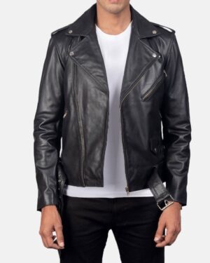 Men's Allaric Alley Black Leather Biker Jacket