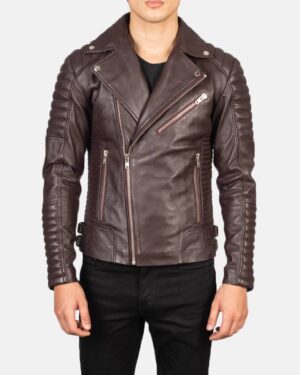 Men's Armand Maroon Leather Biker Jacket