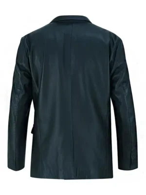 Mens Black Luxurious Leather Blazer 2024