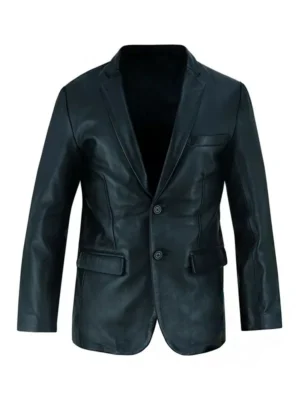 Mens Black Luxurious Leather Blazer