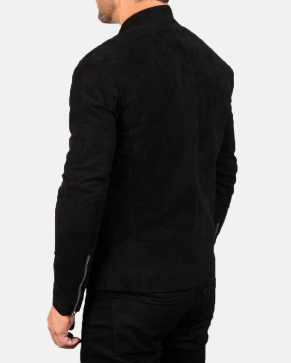 Men's Charcoal Black Suede Biker Jacket