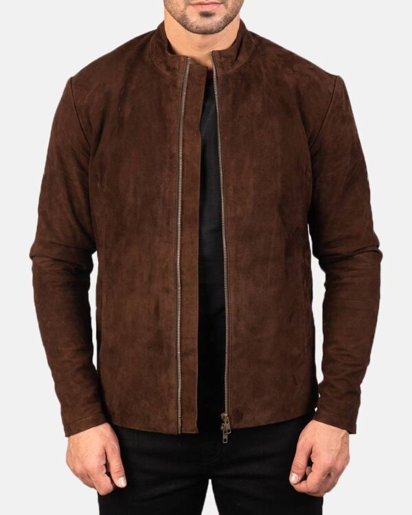 Men's Charcoal Mocha Suede Biker Jacket