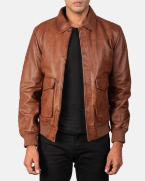 Men's Coffmen Brown A2 Leather Bomber Jacket