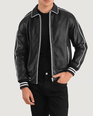 Men's Cooper Black Leather Varsity Jacket