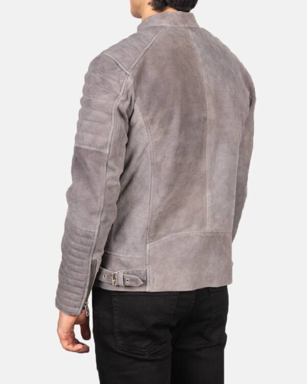 Men's Damian Grey Suede Biker Jacket