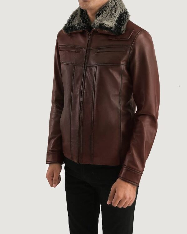 Men's Evan Hart Fur Brown Leather Jacket