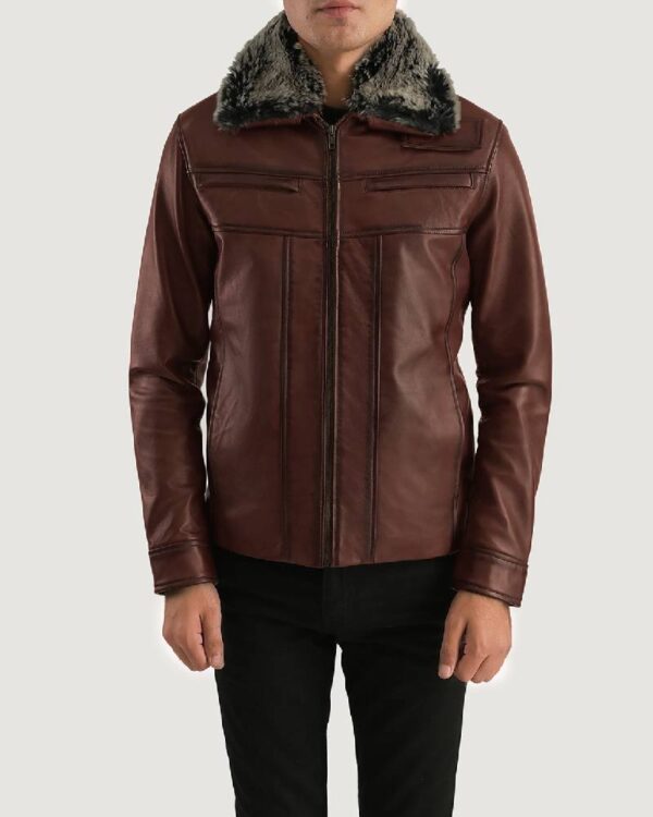 Men's Evan Hart Fur Brown Leather Jacket