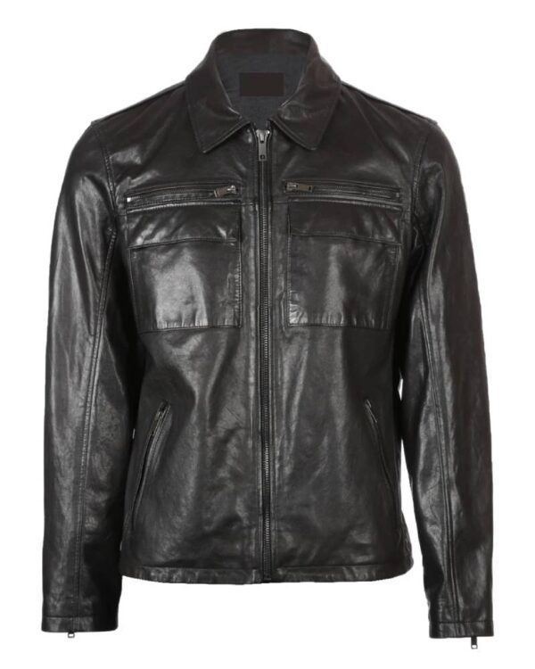 Men’s Front Pocket Leather Jacket