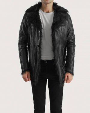 Men's Furcliff Black Leather Coat