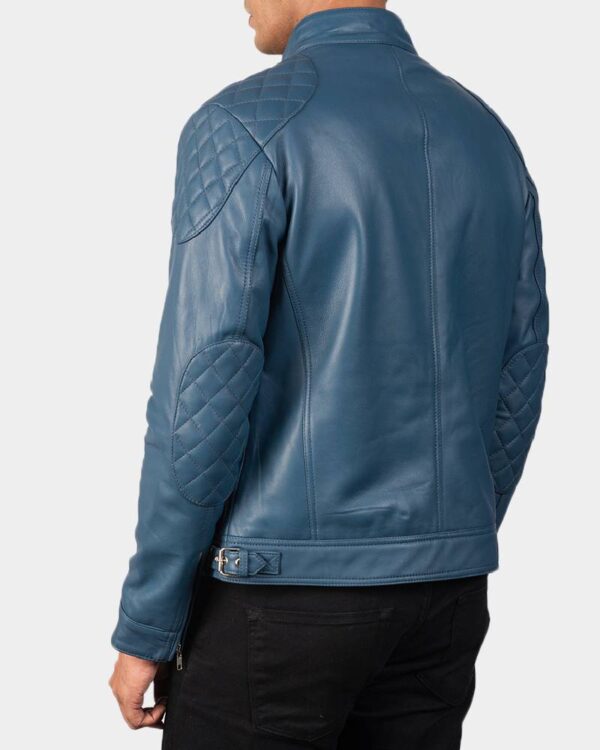 Men's Gatsby Blue Leather Biker Jacket