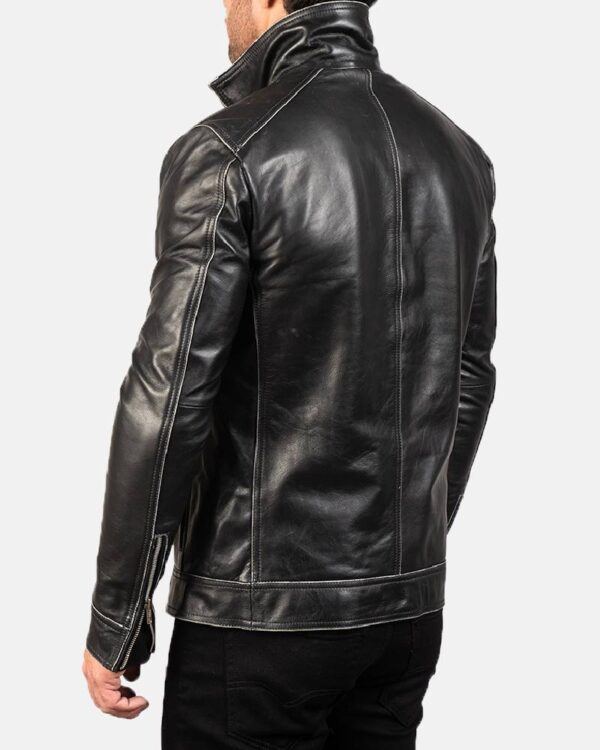 Men's Hudson Black Leather Biker Jacket