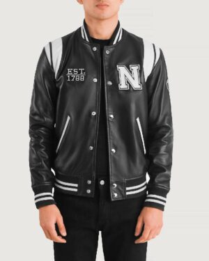 Men's Liberte New York Black Leather Varsity Jacket