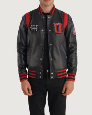 Men's Liberte USA Black Leather Varsity Jacket