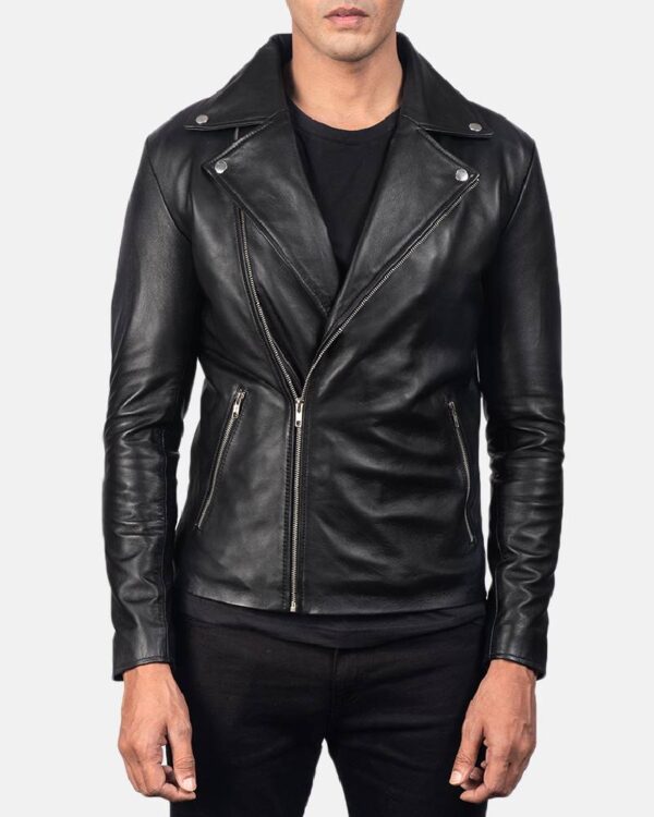 Men's Noah Black Leather Biker Jacket