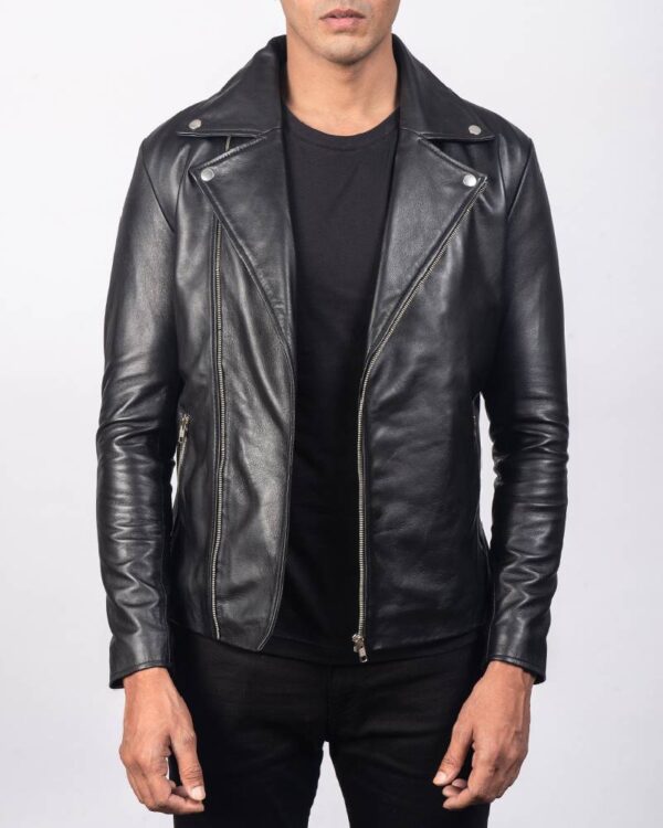 Men's Noah Black Leather Biker Jacket