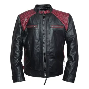 Mens Quilted Black And Maroon Jacket