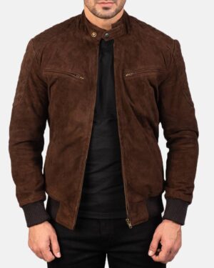 Men's Sven Mocha Suede Bomber Jacket