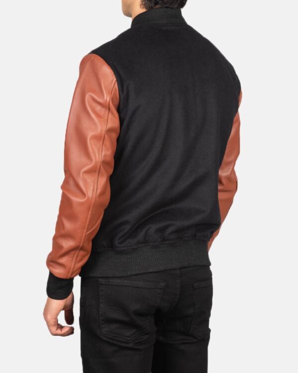 Men's Vaxton Brown & Black Hybrid Varsity Jacket