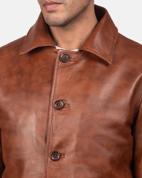 Men's Waffle Brown Leather JacketMen's Waffle Brown Leather Jacket