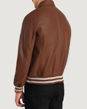 Men's Walton Brown Leather Varsity Jacket