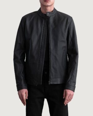 Men's Zen Matte Black Leather Biker Jacket