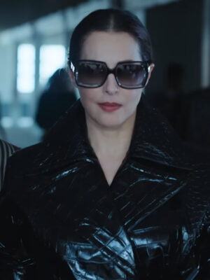 Amira Casar La Maison Tv Series Perle Foster Black Leather Coat