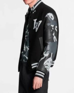 The Kid Laroi Wrong Camo Chains Lv Varsity Jacket 2024