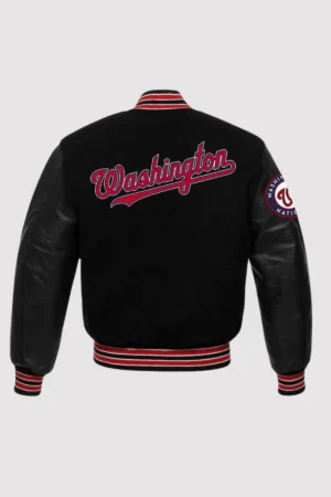 MLB Washington Nationals Black Letterman Jacket