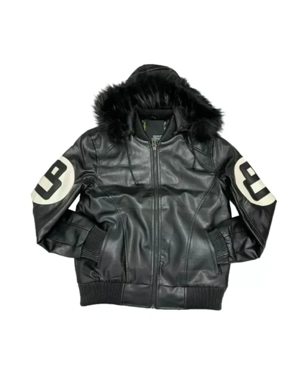 David Puddy 8 Ball Black Leather Bomber Jacket