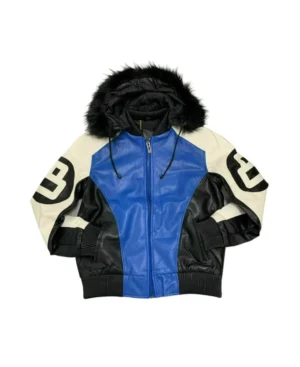 Robert Phillipe Blue 8 Ball Jacket with Fur Hood